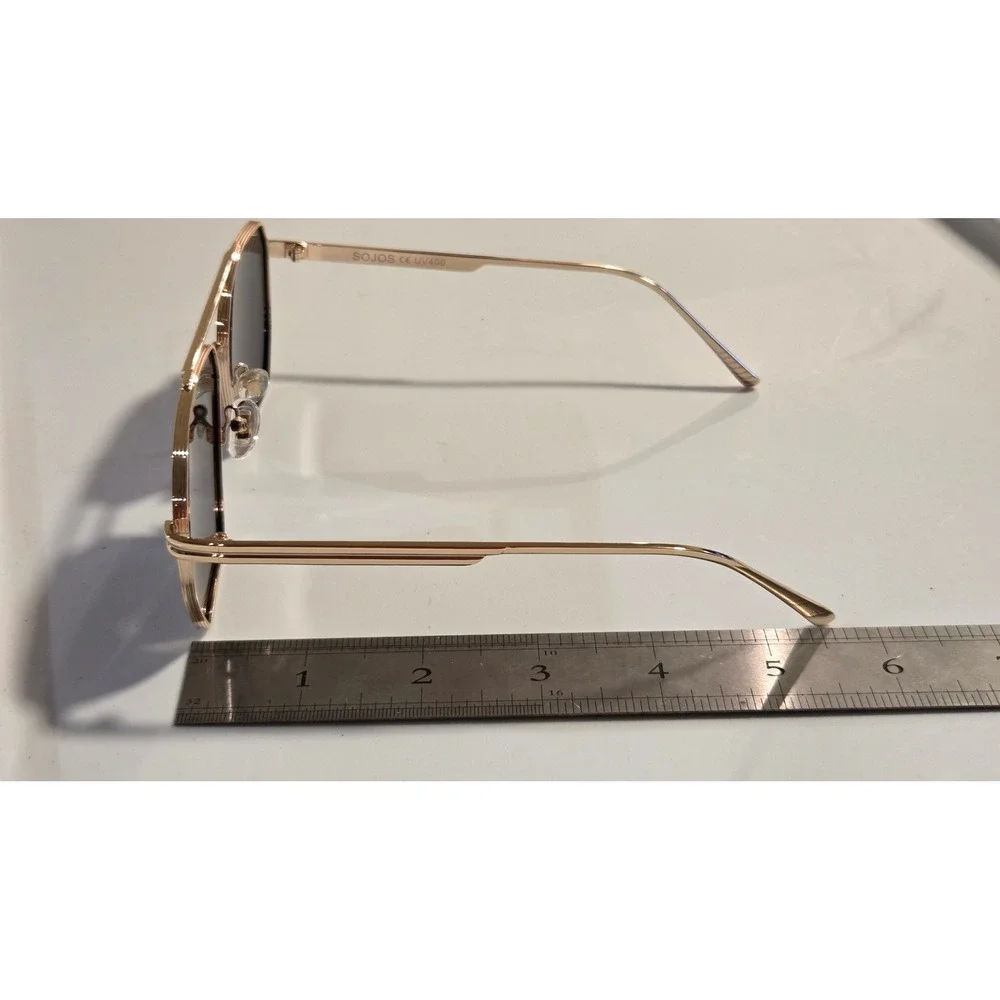 SOJOS SJ1161 Gold Navigator Sunglasses Mens Womens UV400 Dark Lens NEW
